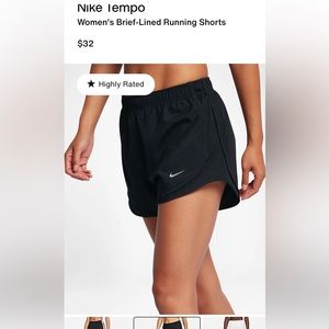 Nike Tempo Women's Brief-Lined Running Shorts 3” Black Small